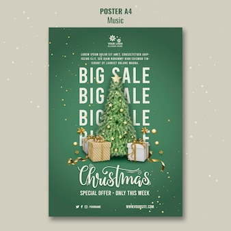 Christmas sale poster design template