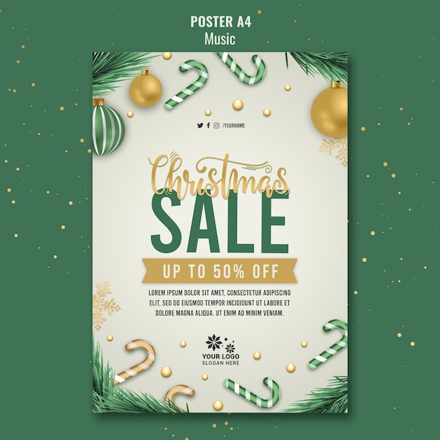 Christmas sale poster design template