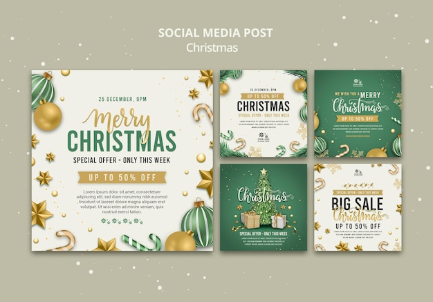 Шаблон оформления поста в социальных сетях с рождественской распродажей