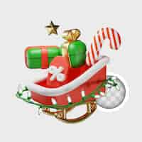 Free PSD christmas sleigh with gifts and discounts