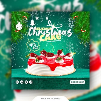 Christmas special sale cake banner and social media post design template
