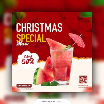 Christmas special sale food banner and social media post design template