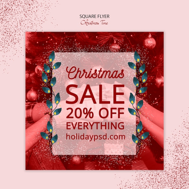 Free PSD christmas square flyer sale concept