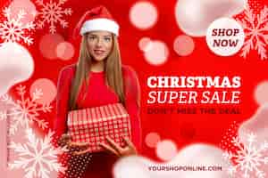 Free PSD christmas super sale banner