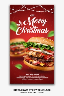 Christmas template social media stories for restaurant fastfood menu burger
