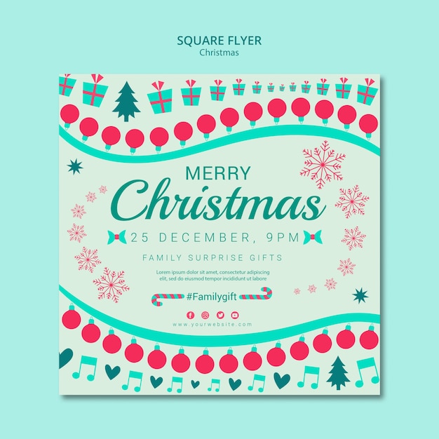 Free PSD christmas template square flyer