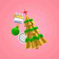 Бесплатный PSD Рождественская елка с календарем. 3d рендеринг