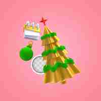 PSD gratuito albero di natale con calendario. rendering 3d