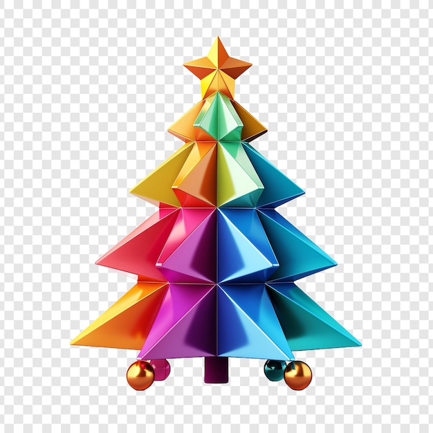 A christmas tree with a star on it isolated on transparent background