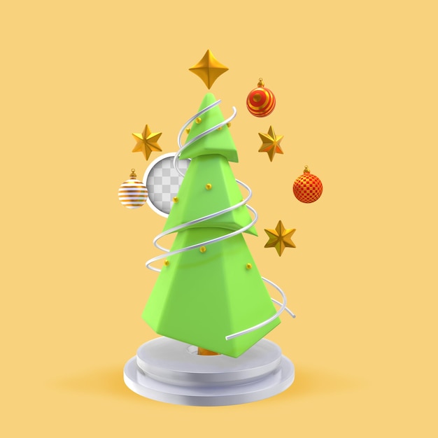 Christmas tree with stars. 3d rendering