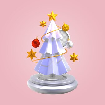 Christmas tree with stars. 3d rendering