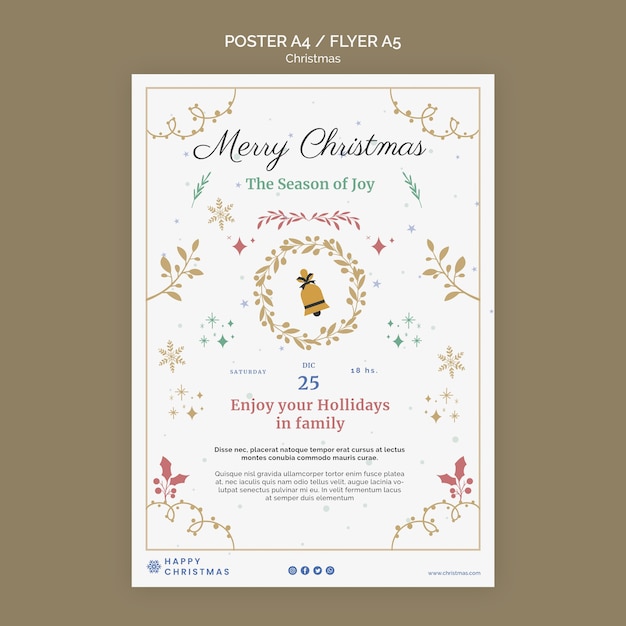 Christmas vertical print template with colorful details