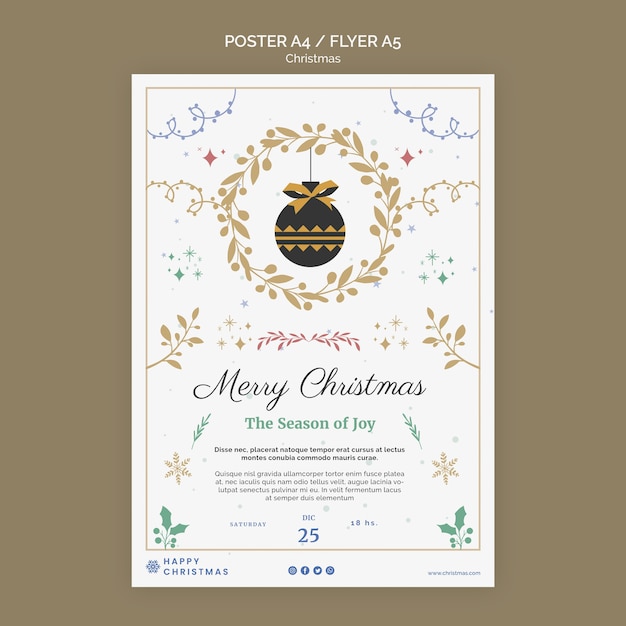 Christmas vertical print template with colorful details