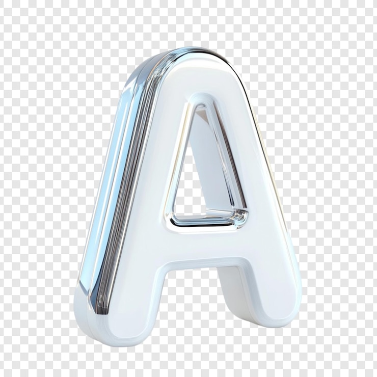 Бесплатный PSD chrome letter a 3d рендеринг белого фона