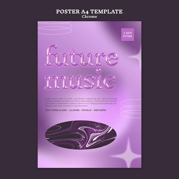 Chrome music poster design template