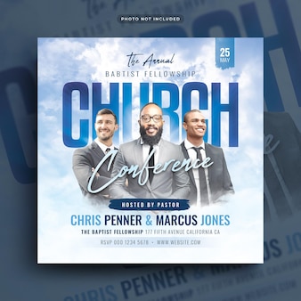 Church conference flyer social media post web banner Premium Psd