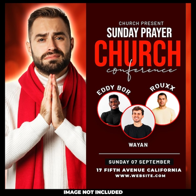 Free PSD church conference flyer social media post web banner