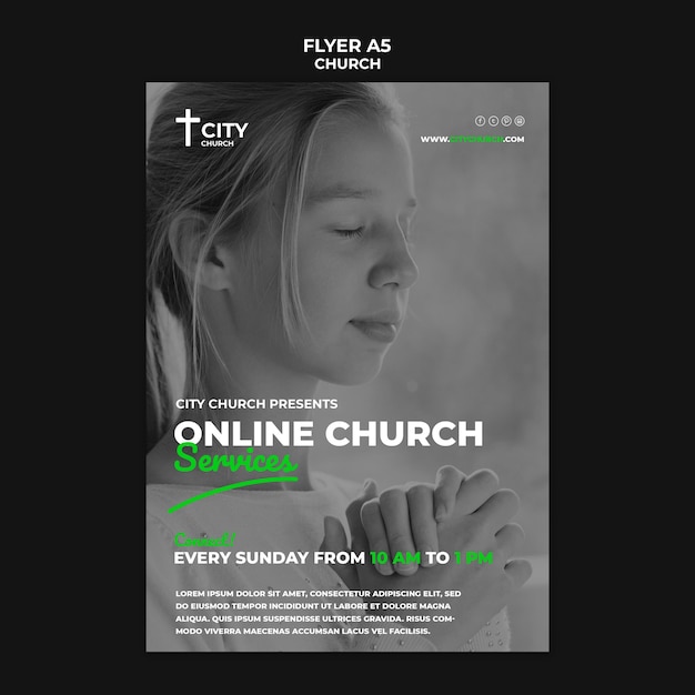 Free PSD church flyer with online services