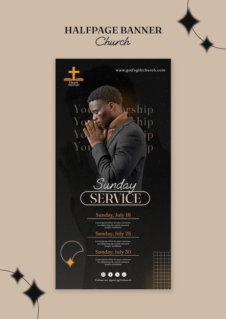 Free PSD church service  banner template