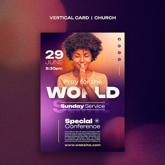 Free PSD church service  card  template