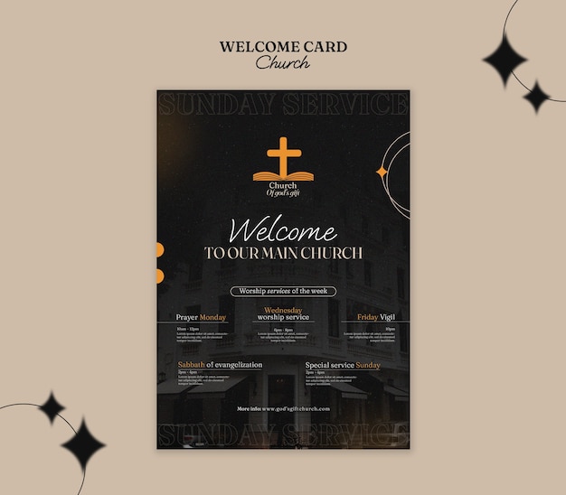 Free PSD church service  card  template