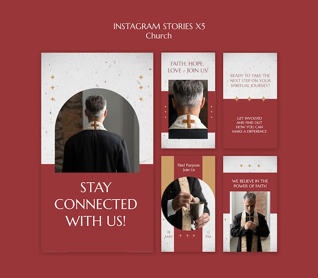 Free PSD church service  instagram stories template