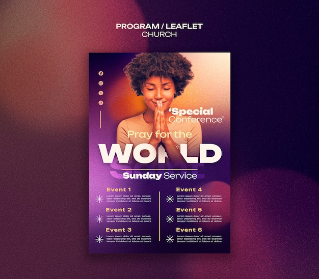 Free PSD church service  leaflet template