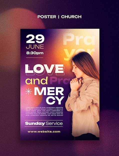 Free PSD church service  poster template