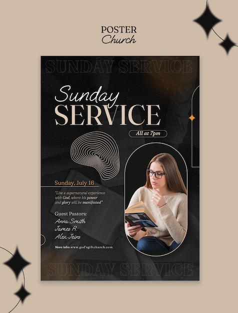 Free PSD church service  poster template