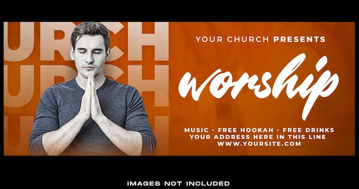 Free PSD church worship social media facebook cover banner template premium