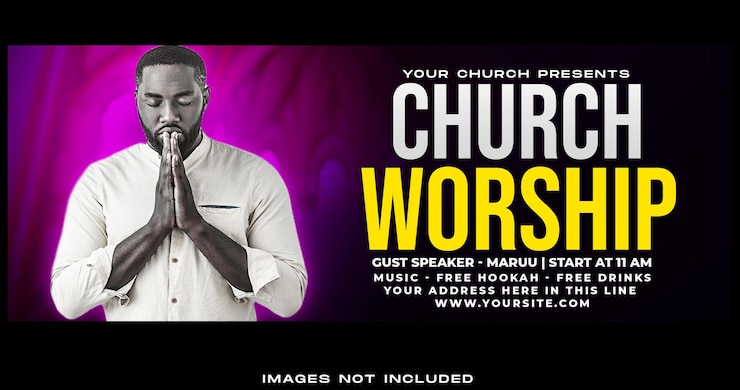 Free PSD church worship social media facebook cover banner template premium