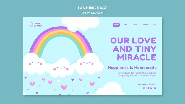 Free PSD chuva de amor landing page template