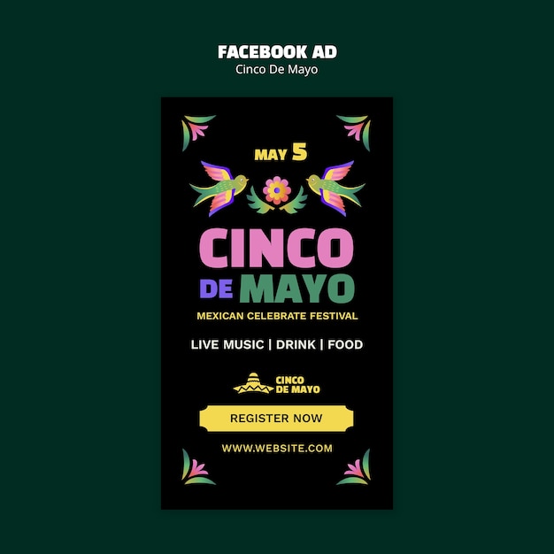 Free PSD cinco de mayo celebration facebook  template