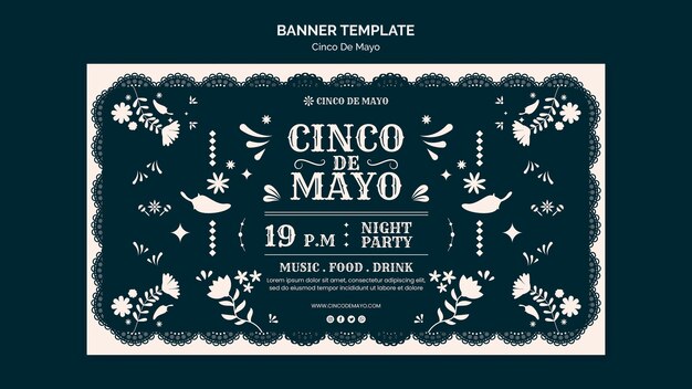 Cinco de mayo celebration horizontal banner template