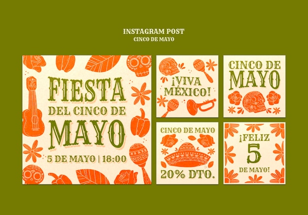 무료 PSD cinco de mayo 축제 인스타그램 게시물