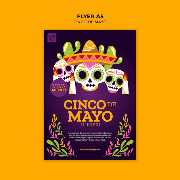 Free PSD cinco de mayo celebration  poster template