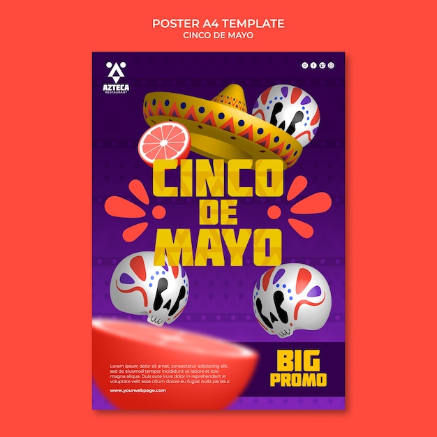 PSD gratuito modello di poster per eventi cinco de mayo