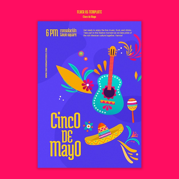 Free PSD cinco de mayo flyer a5 template