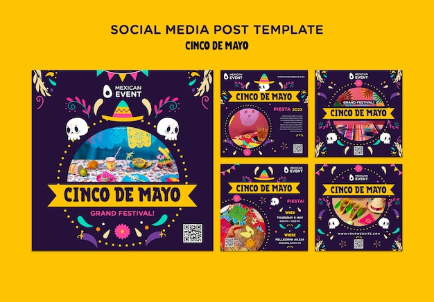 Design del modello di post instagram Cinco de mayo