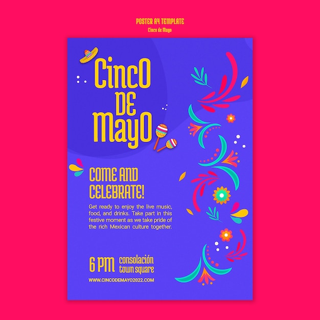 Cinco de mayo poster a4 template