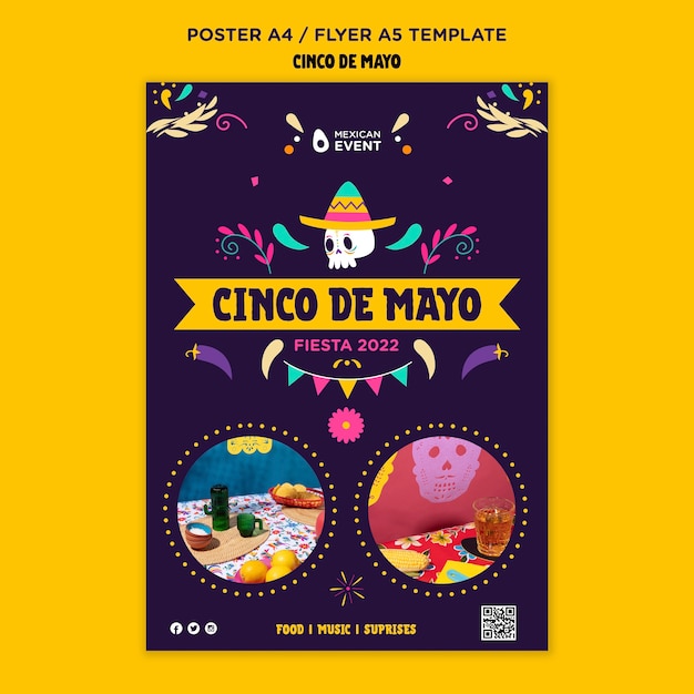 Disegno del modello di poster di cinco de mayo