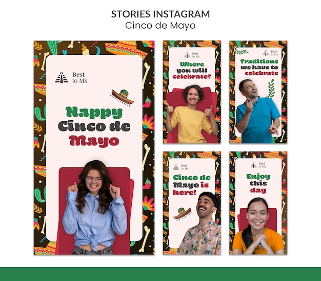 Cinco de mayo realistic instagram stories template