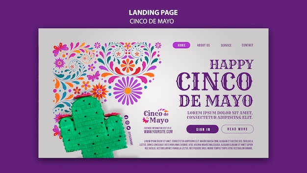 Modello realistico di pagina di destinazione Cinco de mayo