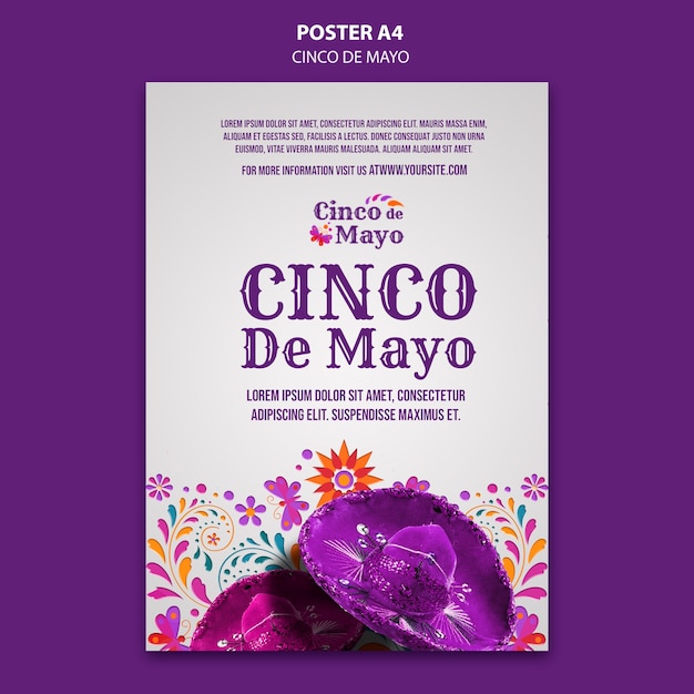 Modello di poster realistico di Cinco de mayo