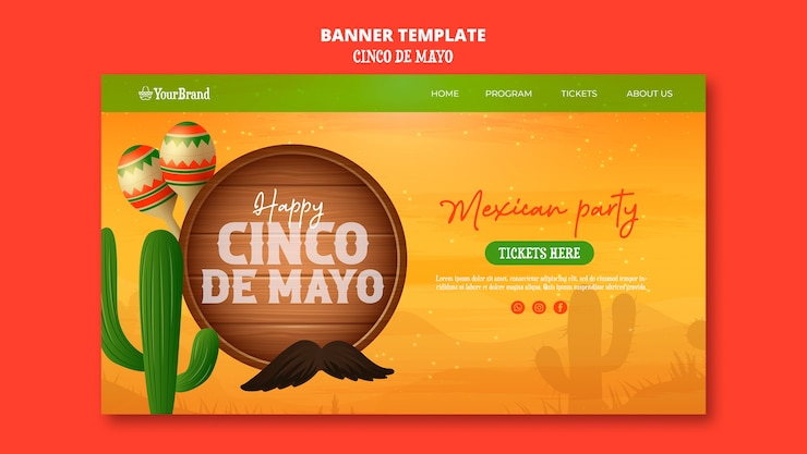 Бесплатный PSD дизайн шаблона cinco de mayo
