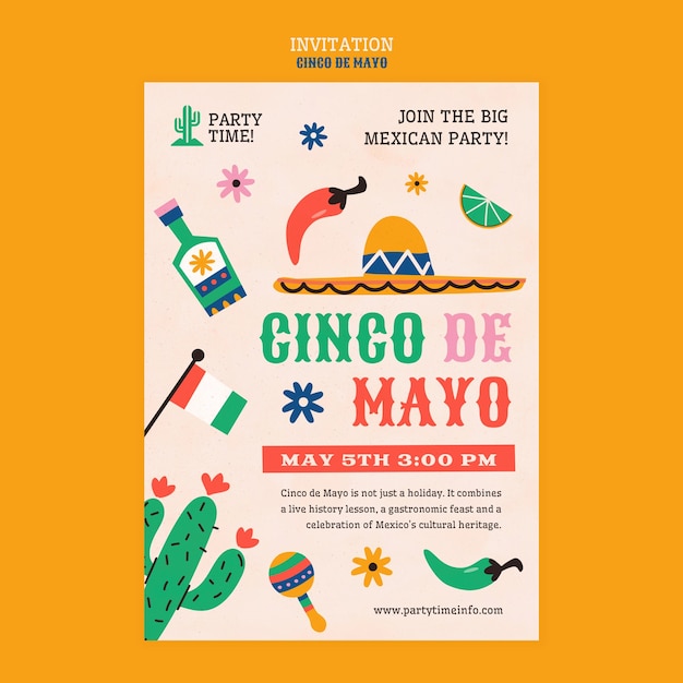 PSD gratuito disegno del modello cinco de mayo