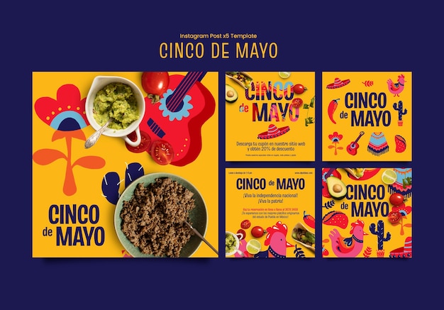 Бесплатный PSD Дизайн шаблона cinco de mayo