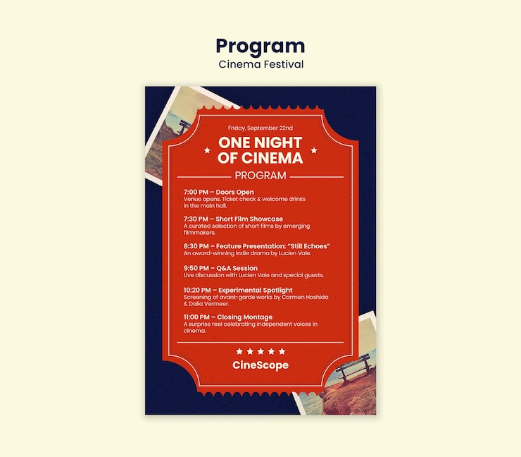 Free PSD cinema festival program template design