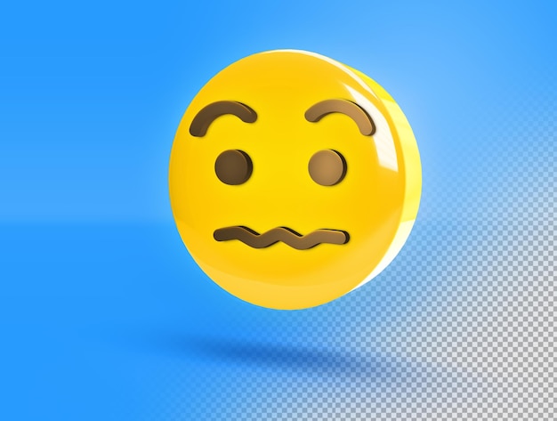 Free PSD circular 3d emoji with awkward surprise gesture