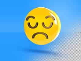 Free PSD circular 3d emoji with displeasure face